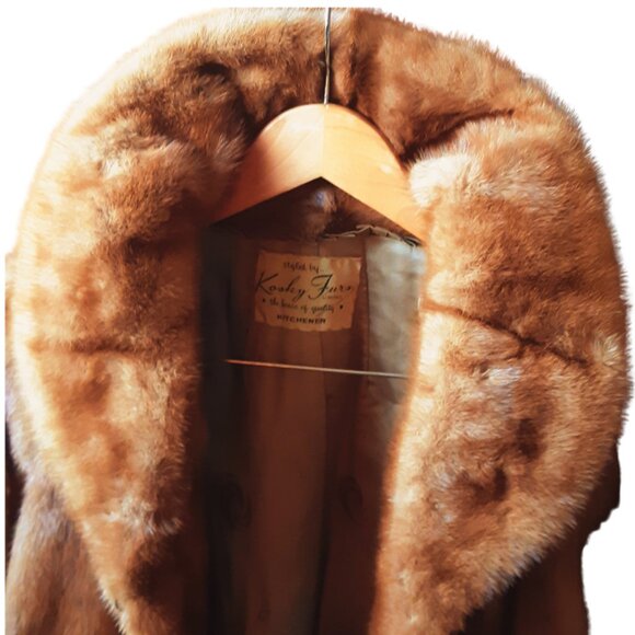 1960s Kosky Beige Mink Vintage Fur Shawl CollarJacket Coat - Picture 5 of 13